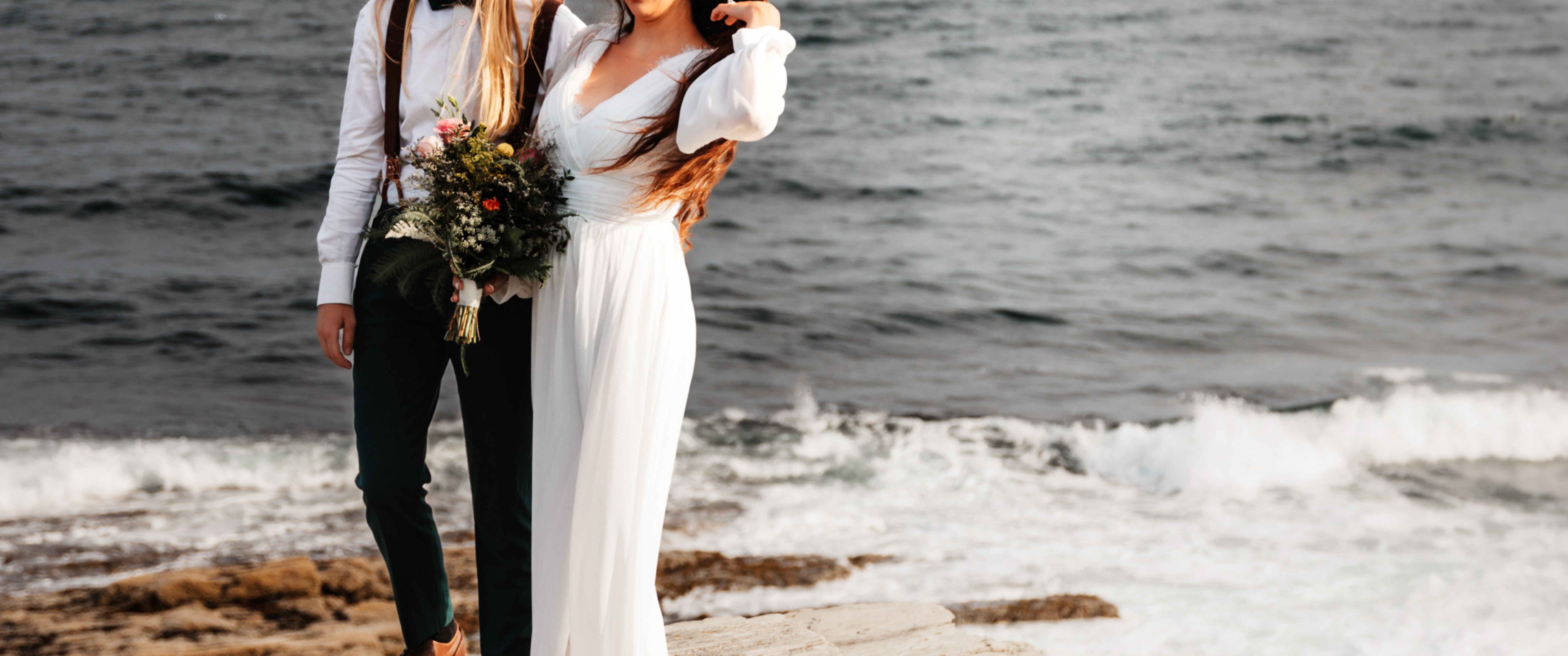 Romantic cliff side elopement Cape Elizabeth, Maine